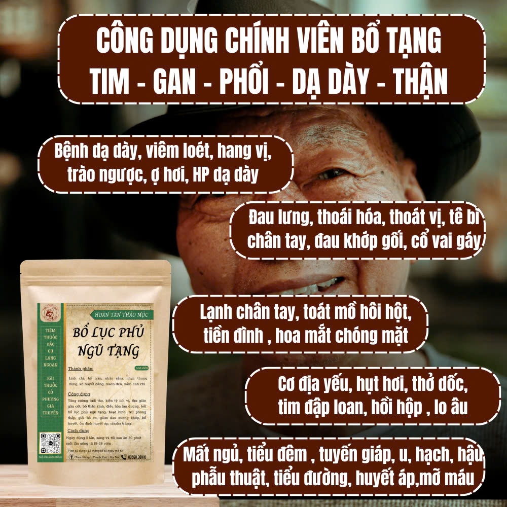 Viên uống Bổ ngũ tạng Lang Ngoạn giúp bình hòa âm dương, cân bằng ngũ tạng và phục hồi sau tai biến hiệu quả bịch 300v