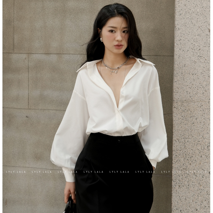 Áo sơ mi nữ Tany Shirt thiết kế sơ mi kiểu tay bồng hiện đại thanh lịch by LYLY LALA | BigBuy360 - bigbuy360.vn