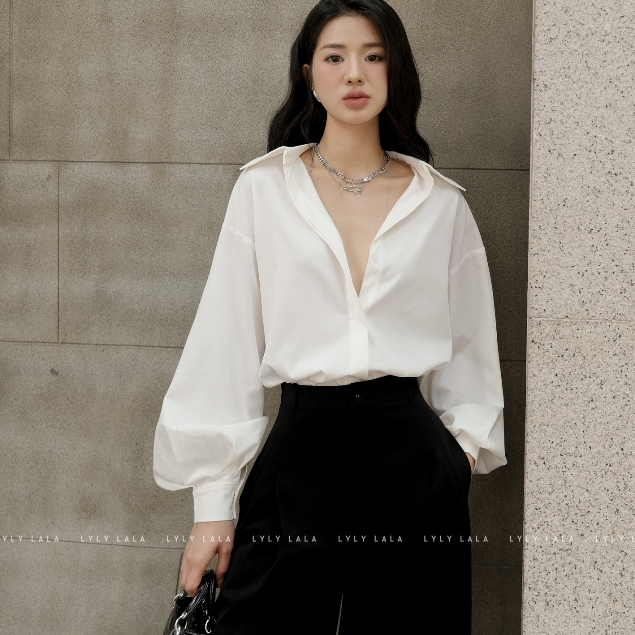 Áo sơ mi nữ Tany Shirt thiết kế sơ mi kiểu tay bồng hiện đại thanh lịch by LYLY LALA | BigBuy360 - bigbuy360.vn