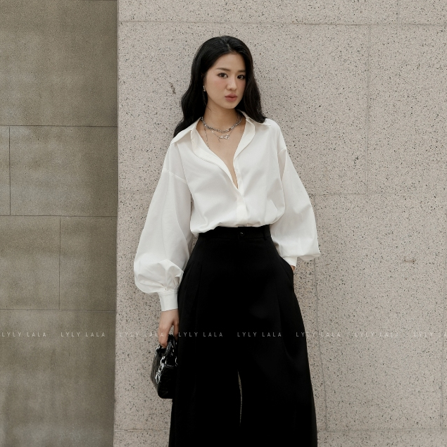 Áo sơ mi nữ Tany Shirt thiết kế sơ mi kiểu tay bồng hiện đại thanh lịch by LYLY LALA | BigBuy360 - bigbuy360.vn