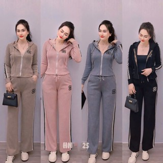 Set Bộ tăm Hàn viền sọc Mic quần ống xuông phong cách trẻ trung M118