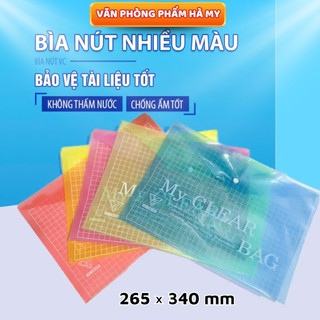 Bìa Nút Nhiều Màu My Clear Bag, Kích Thước F4, Bảo Vệ Tài Liệu, Nhựa PP
