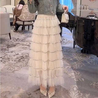  Chân váy tầng đính kim sa phong cách mới cao cấp dễ phối đồ 