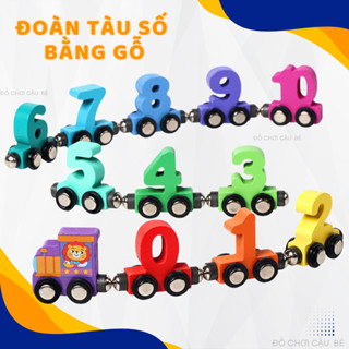 Đồ Chơi Đoàn Tàu Nam Châm Với 12 Toa Số Bằng Gỗ, Đồ Chơi Thông Minh Giáo Dục Sớm Cho Bé Phát Triển Tư Duy Trí Tuệ