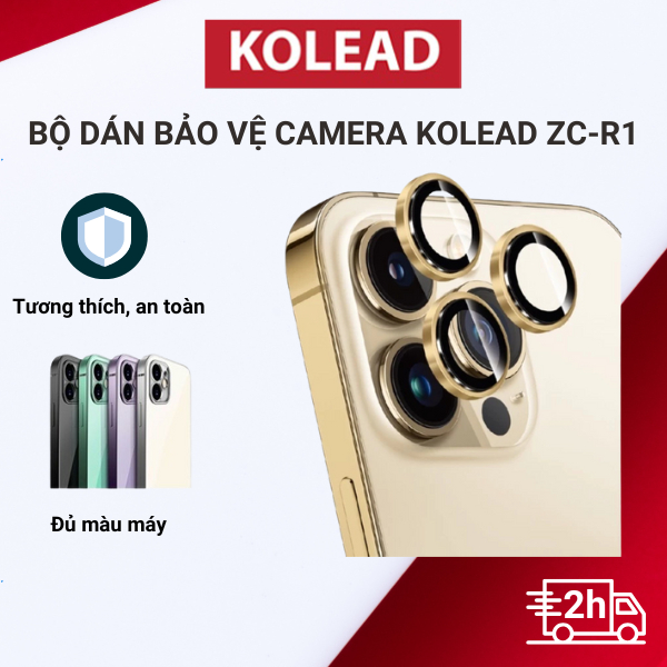 [ IPHONE 16 ] Bộ dán bảo vệ Camera viền kim loại màu sắc KOLEAD ZC-R1 cho Iphone 16 15 14 13 12 11 P