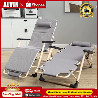 ALVIN Ghế Thư Giãn ghế lười -ghế bố xếp Ghế thư giãn gấp gọn kèm nệm cao cấp và gối