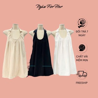  NIKI DRESS- Đầm Yếm Babydoll Có cổ Đầm Suông Hở Lưng Ngâu For Her 