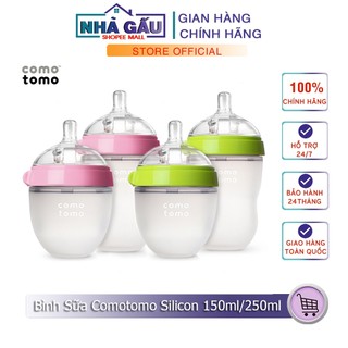  Bình Sữa Comotomo Silicon 150ml 250ml Cho Bé Siêu Mềm - TẶNG KÈM TAY CẦM 