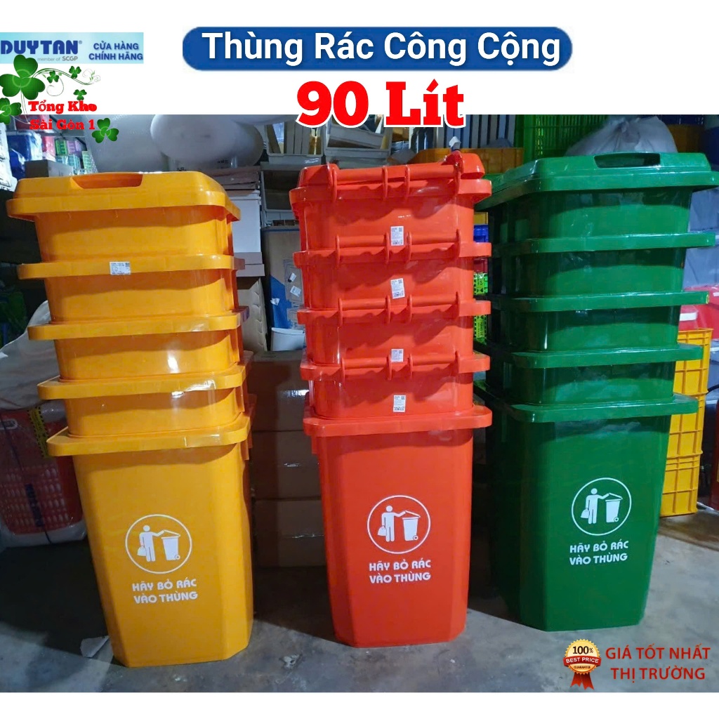 🌱THÙNG RÁC CÔNG CỘNG 90L DUY TÂN KHÔNG BÁNH XE🌱 Tổng Kho Sài Gòn 1 🌱