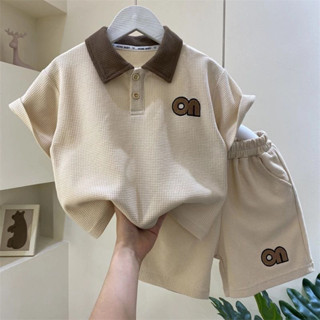 [Mua 2 Bộ Tặng Kính] Bộ Cộc Tay Cho Bé Trai Polo Chữ On Chất Vải Cotton Co Giãn 4 Chiều Hà Duyên Kids