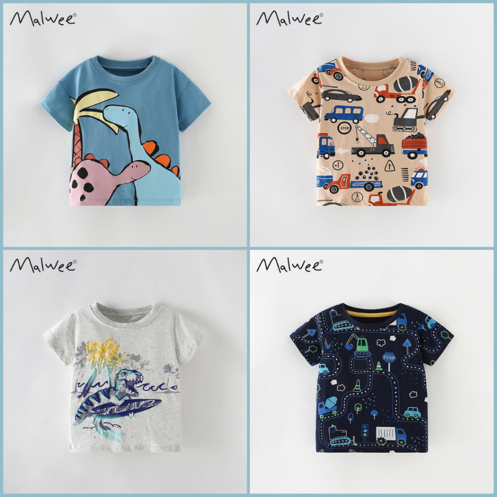 BST áo hè bé trai thun cotton Malwee họa tiết họa 2-7 tuổi Mẫu mới LMB4 - Little Maven Chính Hãng