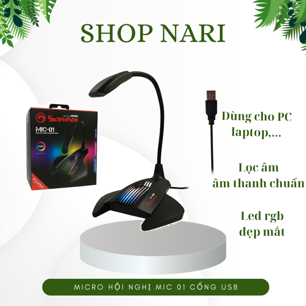 Micro hội nghi Mic 01 cổng USB có đèn Led RGB học online hội họp trực tuyến