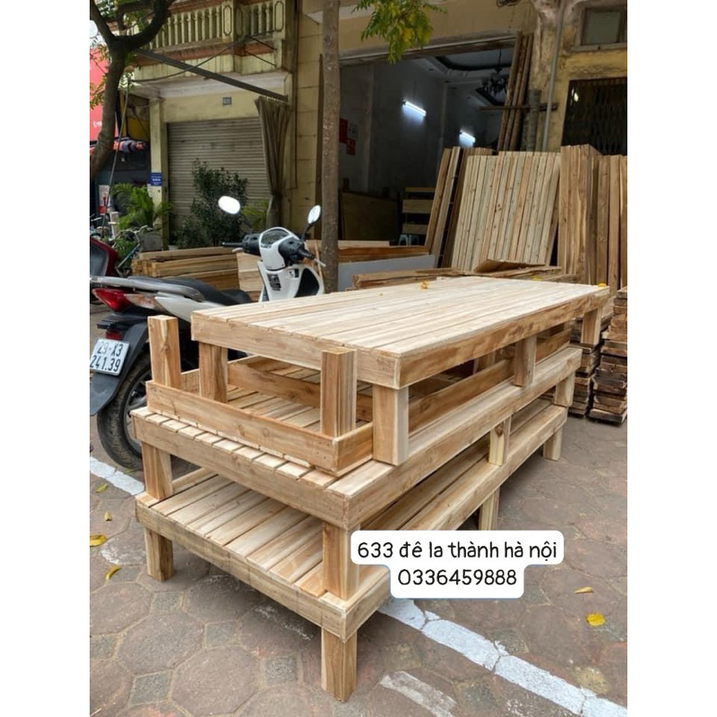Giường pallet chân to 6x8 hà nội