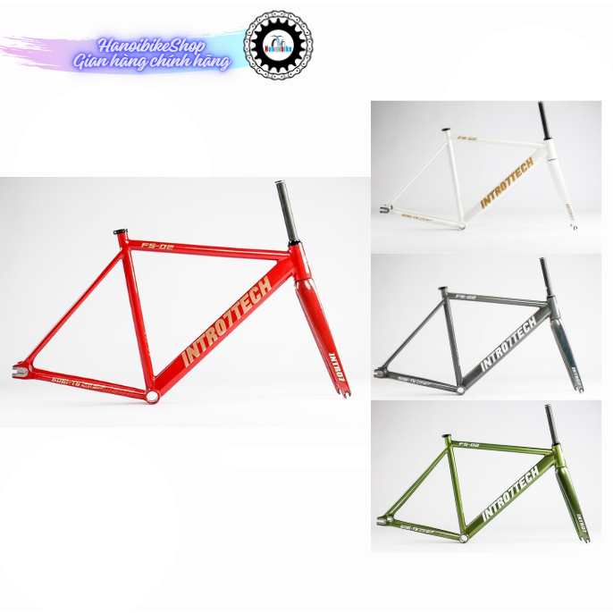 Khung xe đạp fixed gear Intro7 Tech FS02 cao cấp kèm phuộc