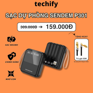  Sạc Dự Phòng Sendem P301 10000mAh Nhỏ Gọn Tiện Lợi Tích Hợp 4 Dây Sạc  Màu Sắc Đa Dạng Chính Hãng TECHIFY OFFICAL 