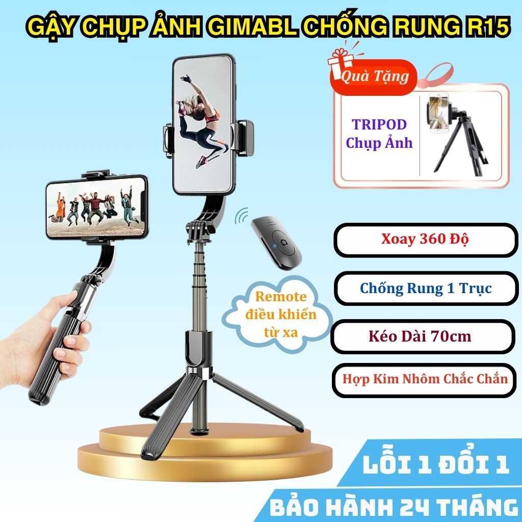 Gậy Quay Video Chống Rung, Gimbal Điện Thoại R15,Gimbal Điện Thoại Giá Rẻ,Gimbal Quay Xoay 360 Độ