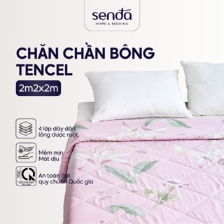 Vỏ chăn trần bông lồng được ruột Lụa Tencel 2mx2m2 Sen Đá Home Bedding họa tiết, mền chần mùa đông, hè cao cấp