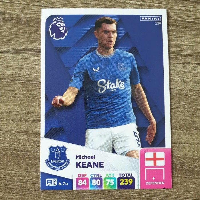 Thẻ cầu thủ Michael Keane #139 Everton Panini Adrenalyn XL 2024/25