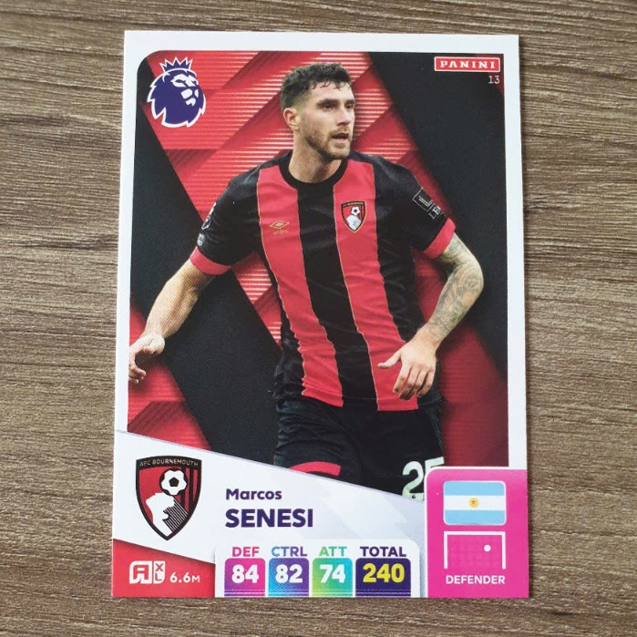 Thẻ cầu thủ Marcos Senesi #13 AFC Bournemouth Panini Adrenalyn XL 2024/25