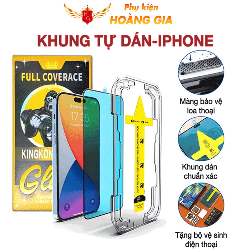  Cường lực KINGKONG iPhone tự dán iP 11 15promax 14 pro max 16e 12Promax 13 Pro 12 Pro 14Plus 8Plus 11promax 