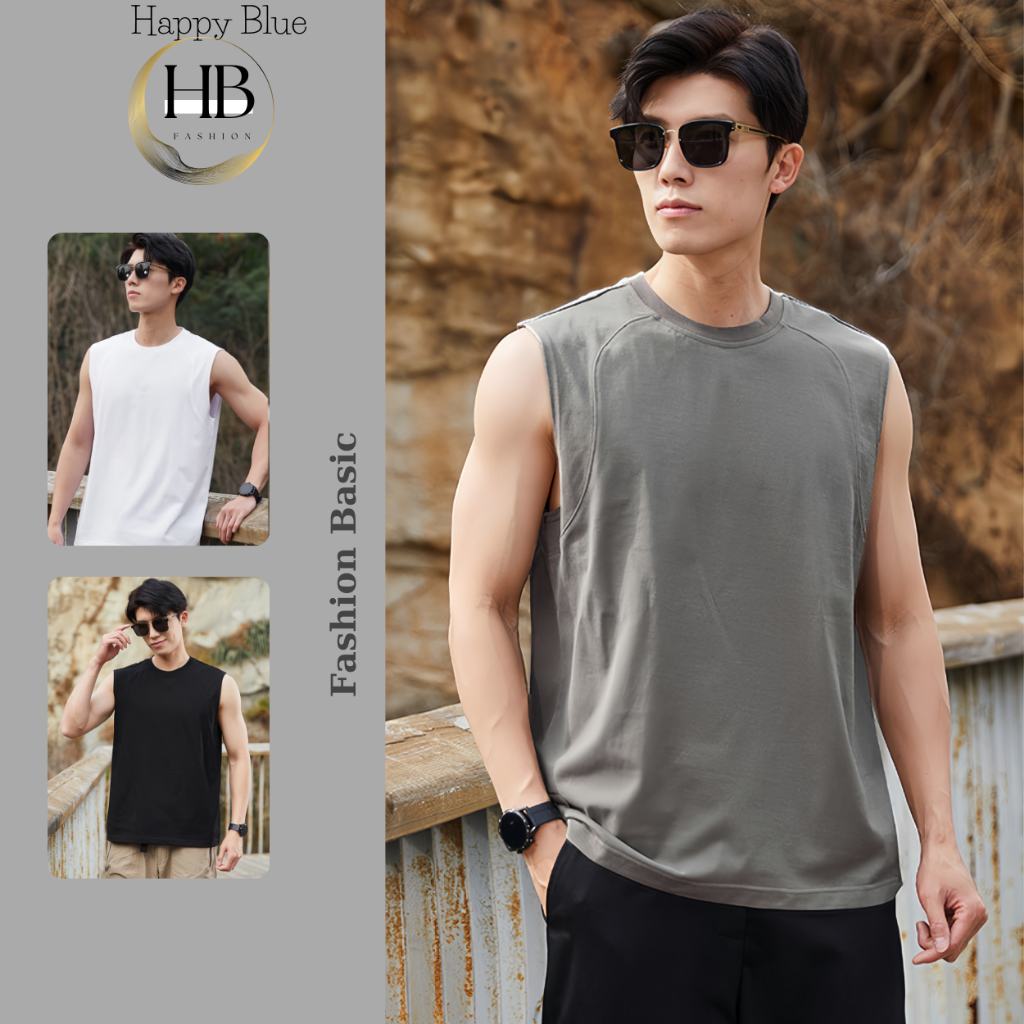 Áo Ba Lỗ, Áo Tank Top, Áo Thun Ba Lỗ Nam Cao Cấp Cotton Hai Chiều Thương Hiệu HAPPY BLUE trẻ trung, năng động