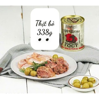 Thịt bò hầm Glavprodukt Extra, 338g nguyên miếng nội địa Nga