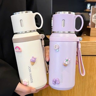 (Tặng túi trong) Bình giữ nhiệt JOIN HANDS có nắp làm cốc và lọc trà tiện lợi  dung tích 600ml inox 316