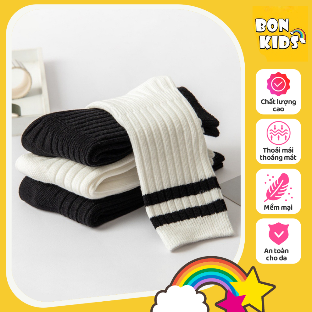 Tất Vớ Cao Cổ Phong Cách Hàn Quốc BonKids Bé Trai bé Gái Dưới 12 Tuổi