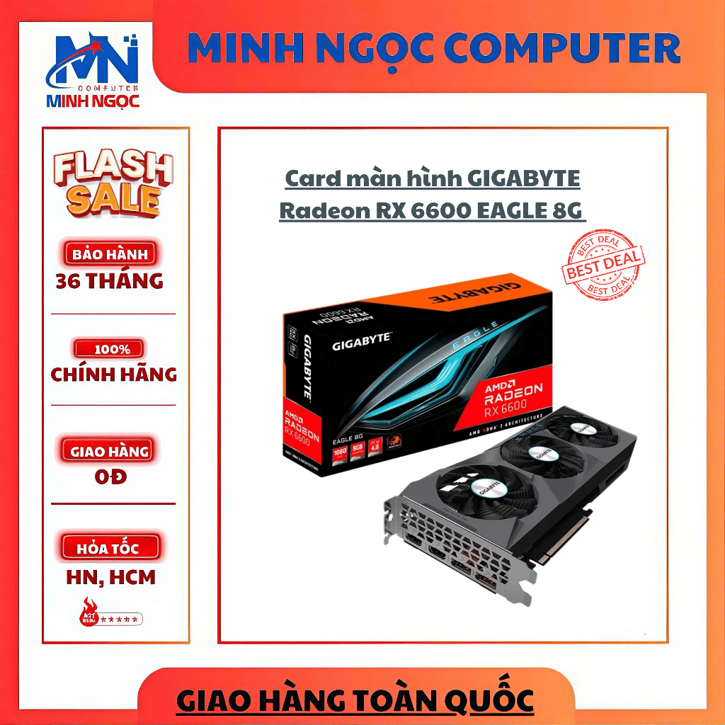 VGA CARD MÀN HÌNH Gigabyte Radeon RX 6600 EAGLE 8GB