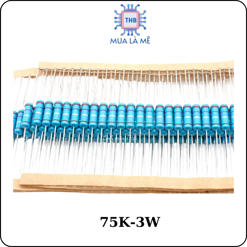 Điện trở 3w 75K 1% chân đồng (Túi 10 con) - Linh kiện THB