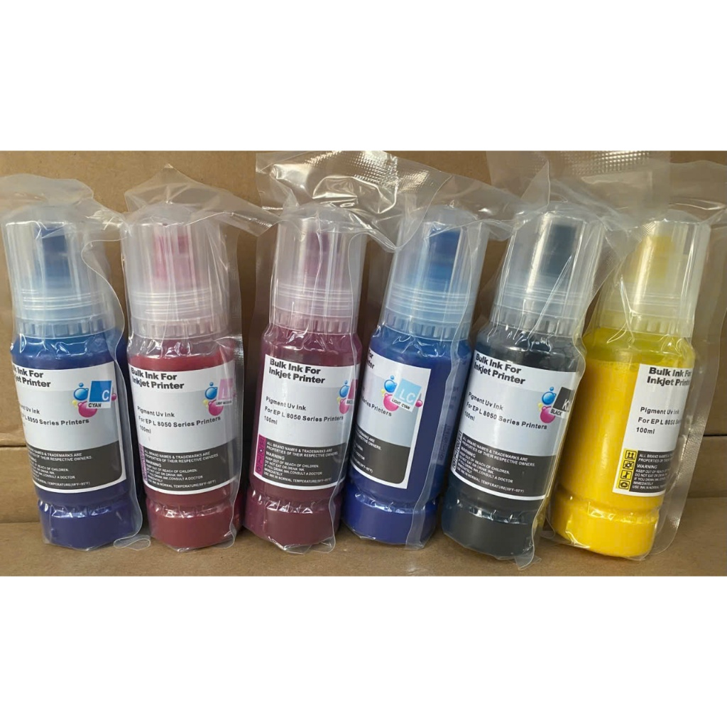 Mực dầu pigment uv có van đổ mực đa năng cho máy in Epson L8050,L18050,L3210,L3110,L1210,L1110,L1250