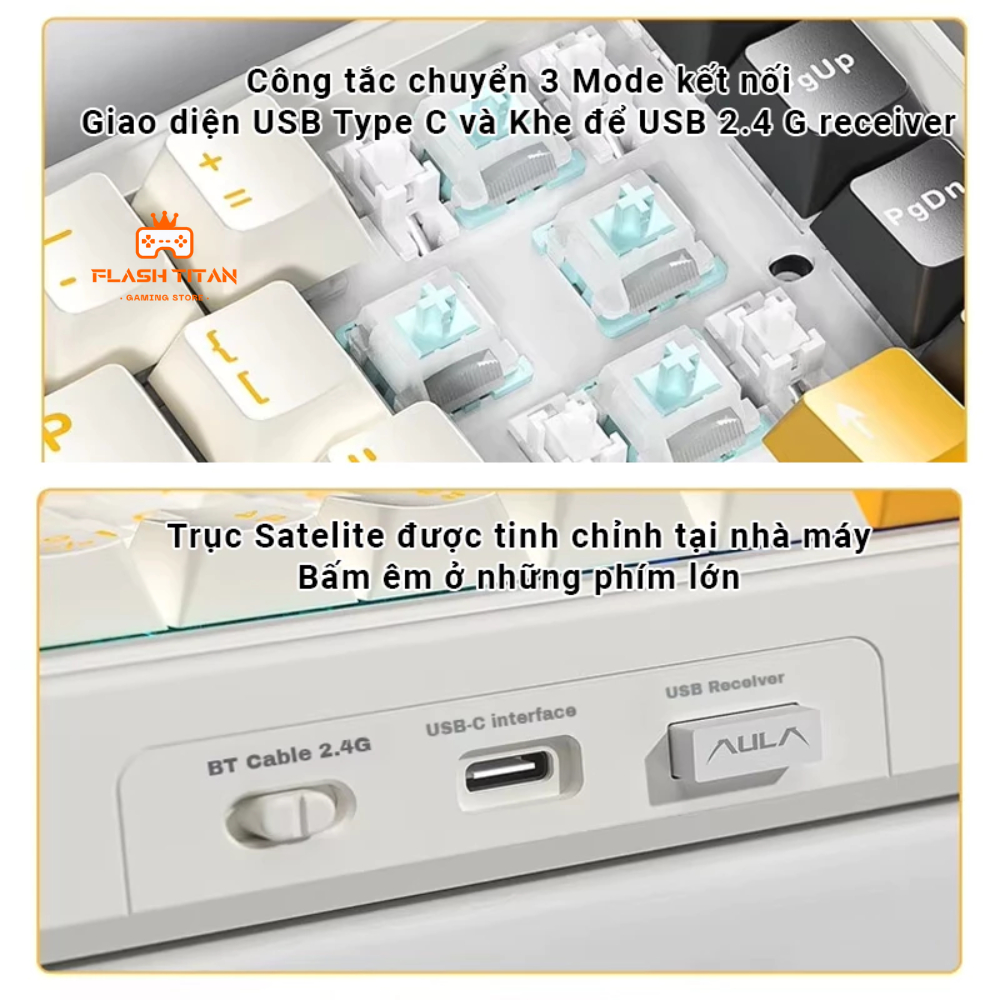 Bàn phím cơ không dây Aula F65 - Hỗ trợ hotswap - 3 mode kết nối - LED RGB mạch xuôi | BigBuy360 - bigbuy360.vn