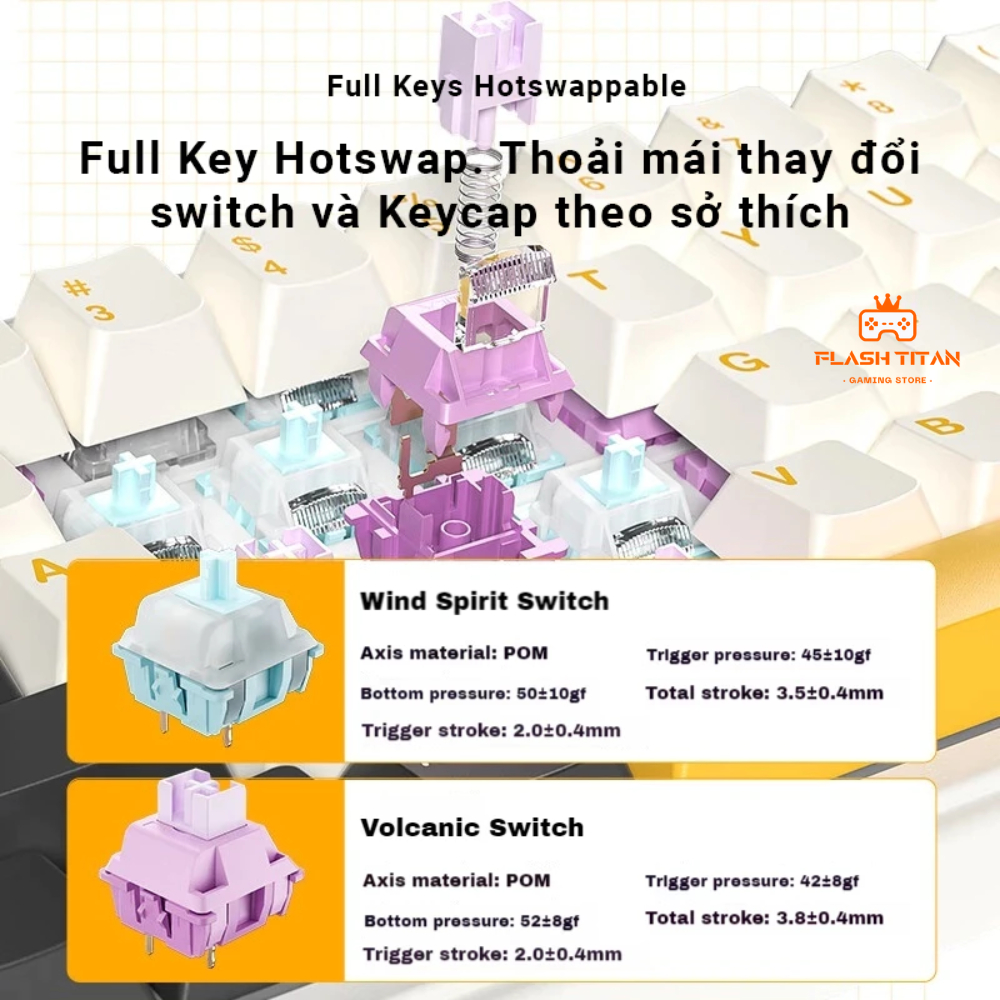 Bàn phím cơ không dây Aula F65 - Hỗ trợ hotswap - 3 mode kết nối - LED RGB mạch xuôi | BigBuy360 - bigbuy360.vn