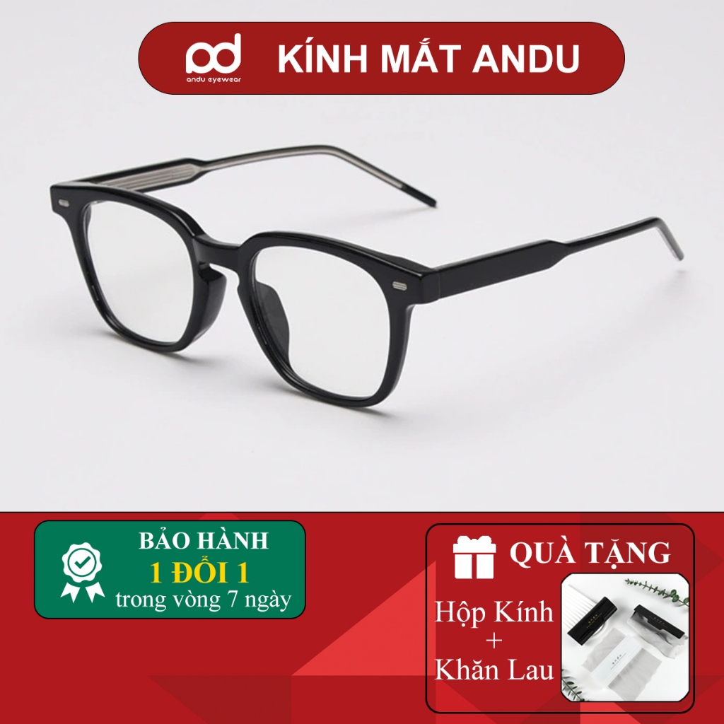 Gọng kính cận thời trang nam nữ ANDU EYEWEAR dáng vuông KUBO chất liệu nhựa cốt kim loại 21AD16