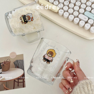 Cốc thuỷ tinh cá nhân có quai cầm tay có nắp và ống hút uống nước, trà sữa, cafe, hoạ tiết hình Cute decor hàn quốc