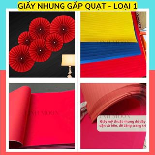 Giấy Nhung Gấp Quạt Trang Trí Khổ To KT 55x80cm Có Nếp Gấp Sẵn Gấp Dễ Tại Nhà