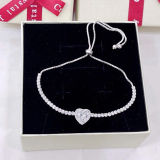 Lắc tay bạc ta dây rút , tim đính đá - TÂN BẠC STORE