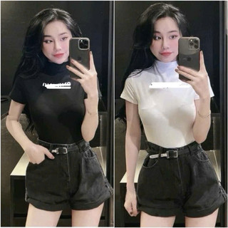ÁO CROPTOP CỔ CAO TAY NGẮN MINMIN88