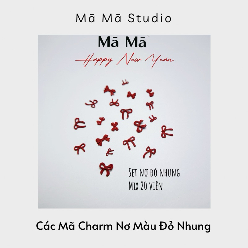 Phụ Kiện Nail - Các Mã Charm Nơ Màu Đỏ Nhung