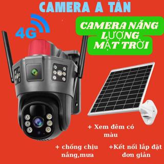 Camera Năng Lượng Mặt Trời Sim 4G - 4 Mắt 3 Màng Hình Độ Zoom  Siêu Nét 4k full hd