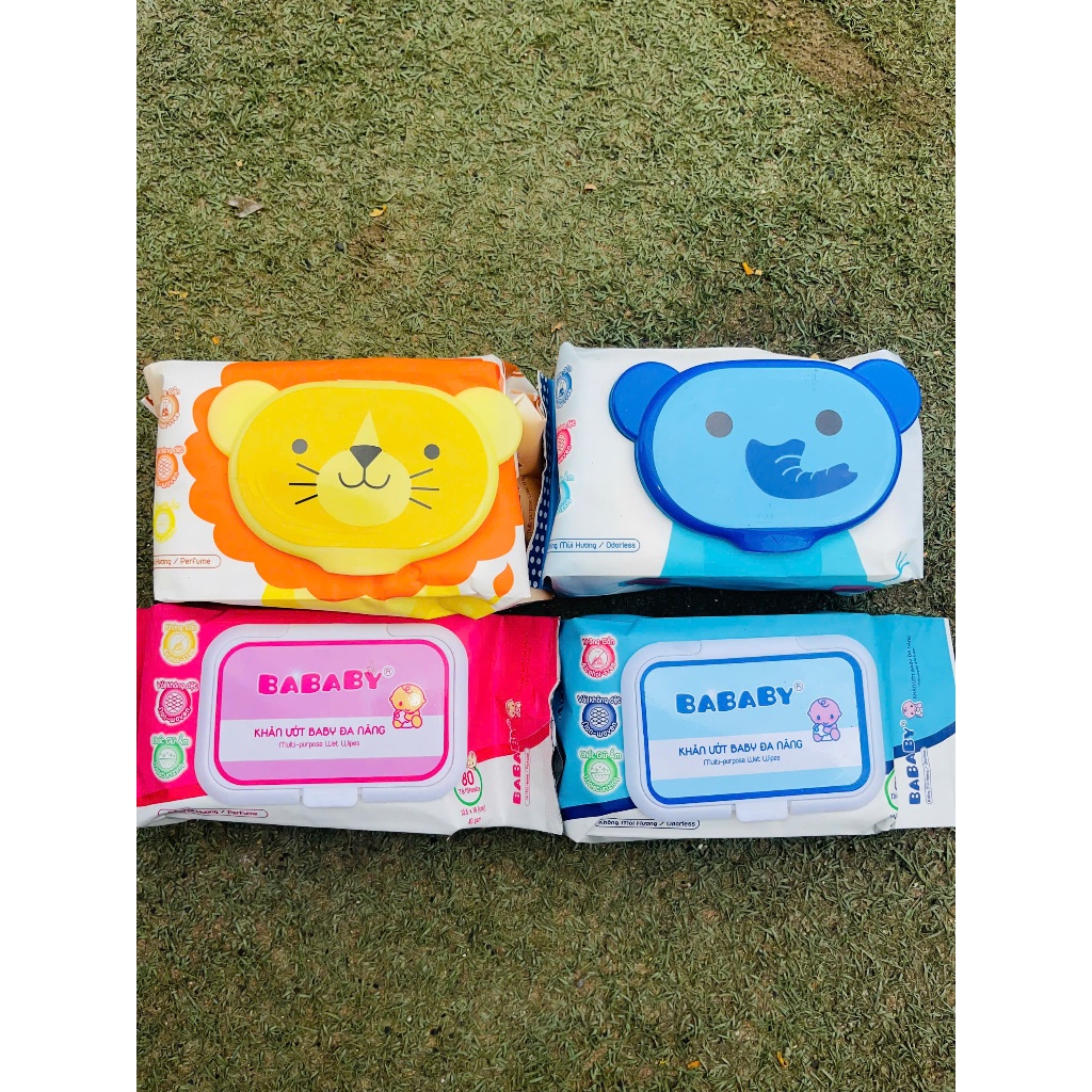 Khăn ướt em bé Bababy hương thơm/không mùi gói 80/150 miếng