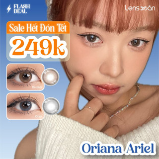 Kính áp tròng 6 tháng LENS XOẮN lens xám nâu tự nhiên trong veo không viền ISHA ORIANA ARIEL