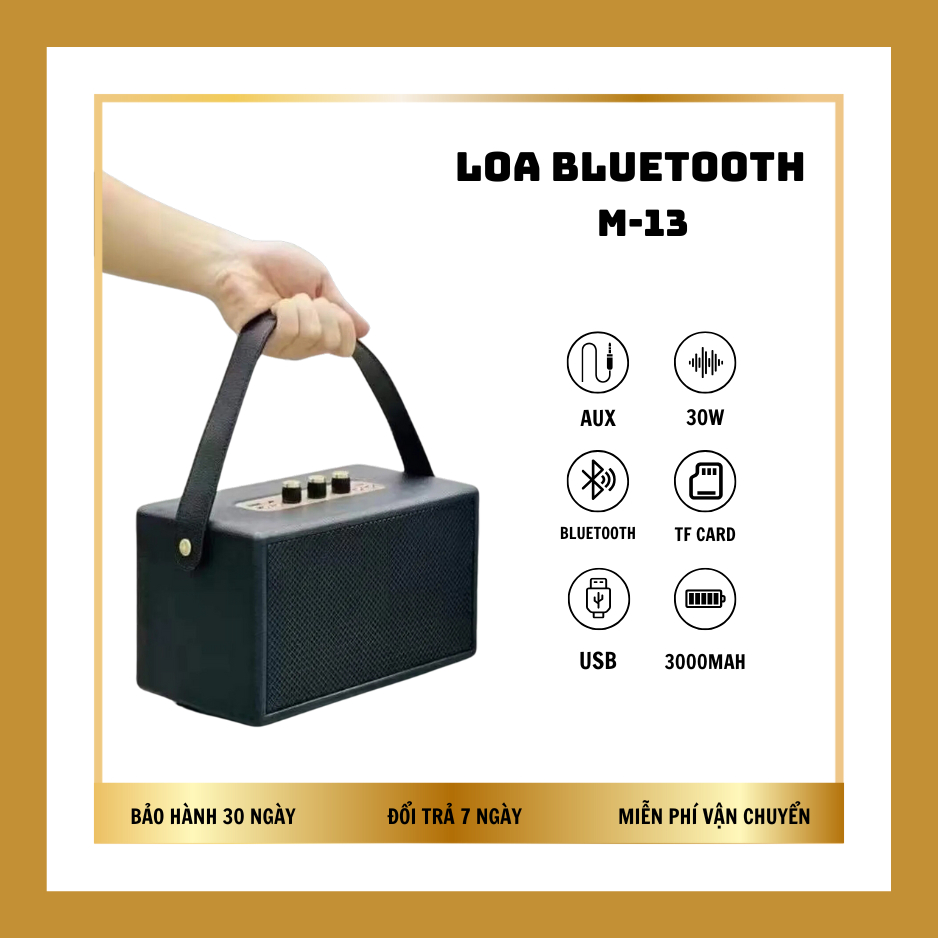 Loa Bluetooth M13 phong cách cổ điển sang trọng supper bass