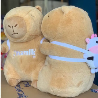 Gấu bông Capybara đeo balo bò sữa siêu dễ thương Gấu bông Capybara siêu mềm set 5 vỏ bọc thẻ căn cước công dân
