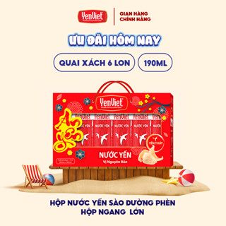 Hộp 6 lon nước yến sào đường phèn Yến Việt, bổ sung dưỡng chất, làm quà tặng sang trọng, 190ml/lon
