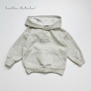 Áo nỉ có mũ cho bé Batala Kids, Áo HOODIE nỉ bông cho bé trai bé gái in chữ XÁM BEIER LANTE siêu ấm áp thu đông 2024