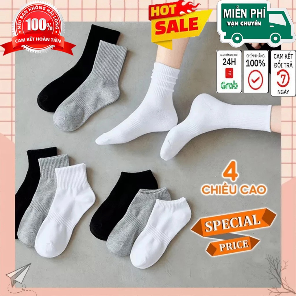 Tất vớ nam nữ⚡️Giá Sốc⚡️chất liệu vải Hàn mềm mịn co giãn 4c, bít tất cổ cao - cổ trung - cổ thấp