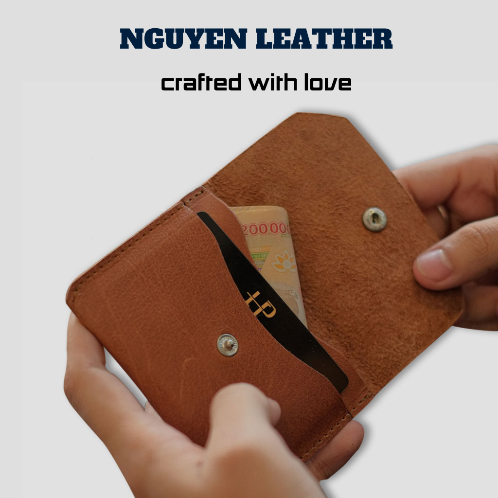 Ví đựng thẻ name card mini, card holder nhỏ gọn da bò full grain nhập khẩu unisex NGUYEN LEATHER