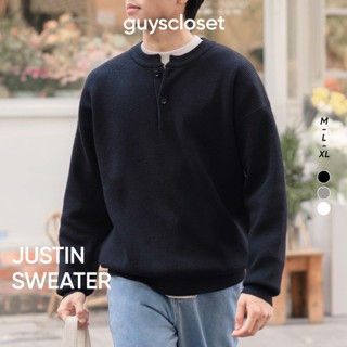 Áo Len Nam Guy's Closet Justin Sweater - Áo Len Cổ Khuy - Chất Len Dày Dặn, Mềm Mại - Tối giản