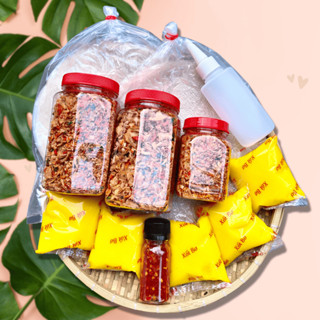 Combo 500g Bánh Tráng Phơi Sương, 500g Muối Ruốc Hành Phi, Bơ Béo 500g và Sốt Snack Ăn Vặt Food